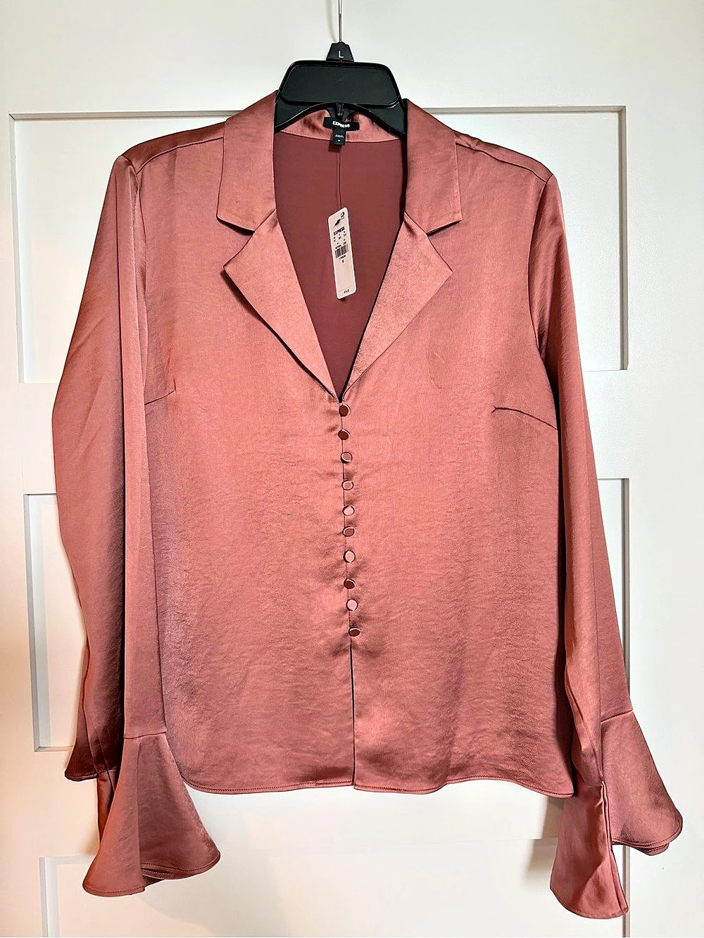Express Pink Button Front Blouse